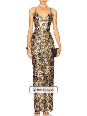 BRAND NEW NEVER USED- Bronx and Banco, Allegra Sequin Gold Multi Gown - Size 10